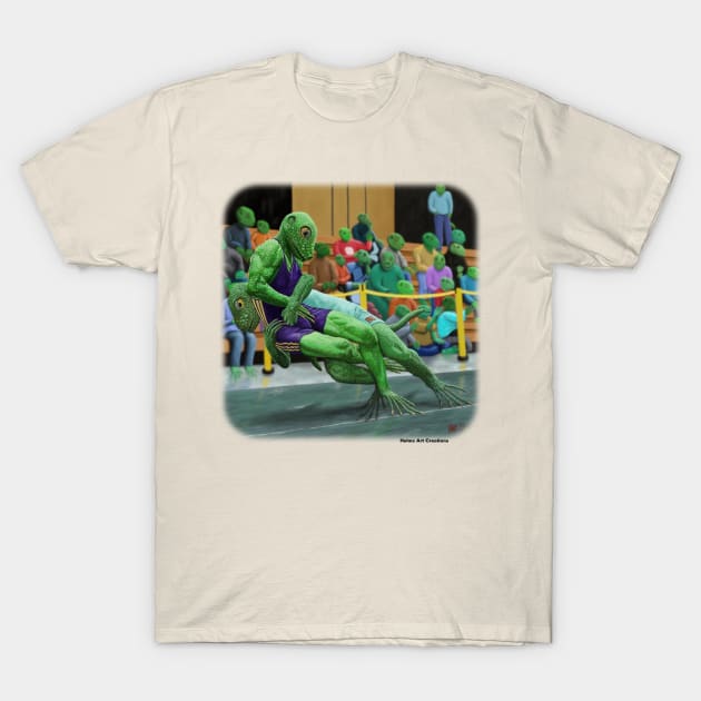 Lizard Wrestling Tournament Match Realistic Art T-Shirt by Helms Art Creations